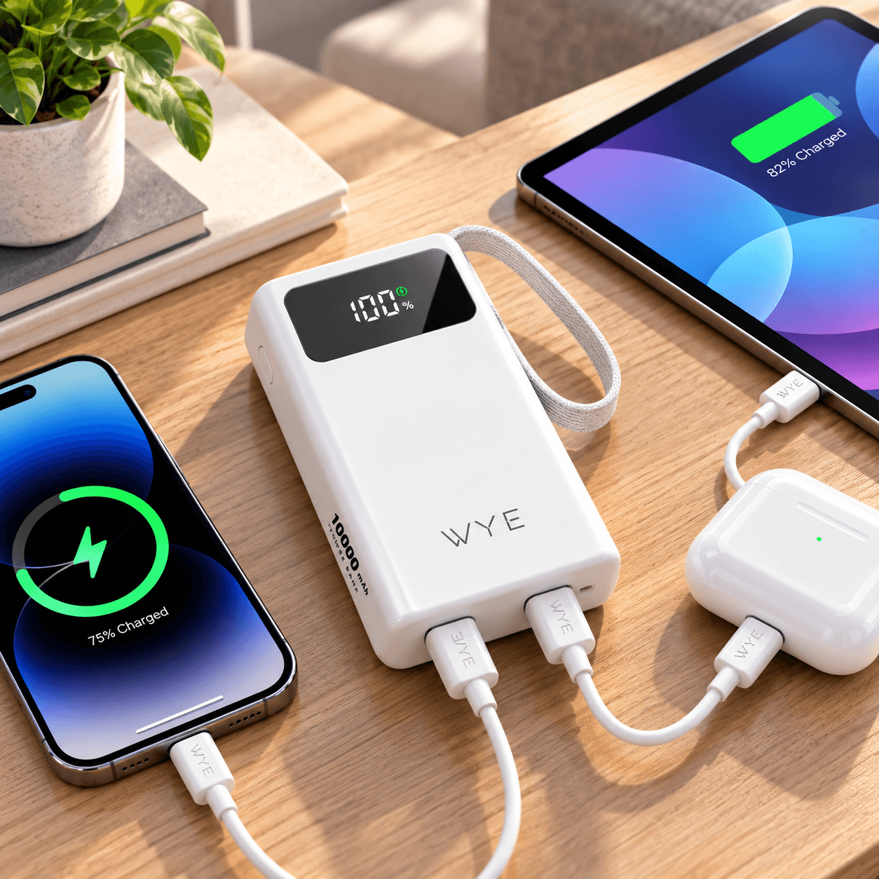 WYE 30W Power Bank With Built-In Cables & LED Display