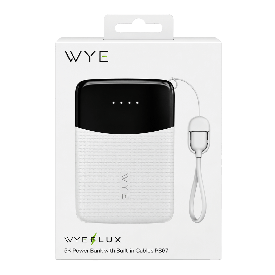 5K Power Bank With Built-in Cables PB67 - White