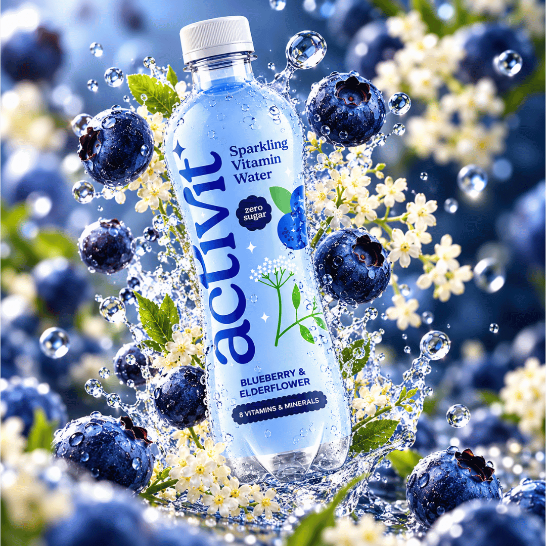 Activit Blueberry & Elderflower Sparkling Vitamin Water Zero Sugar 500ml Pack of 12