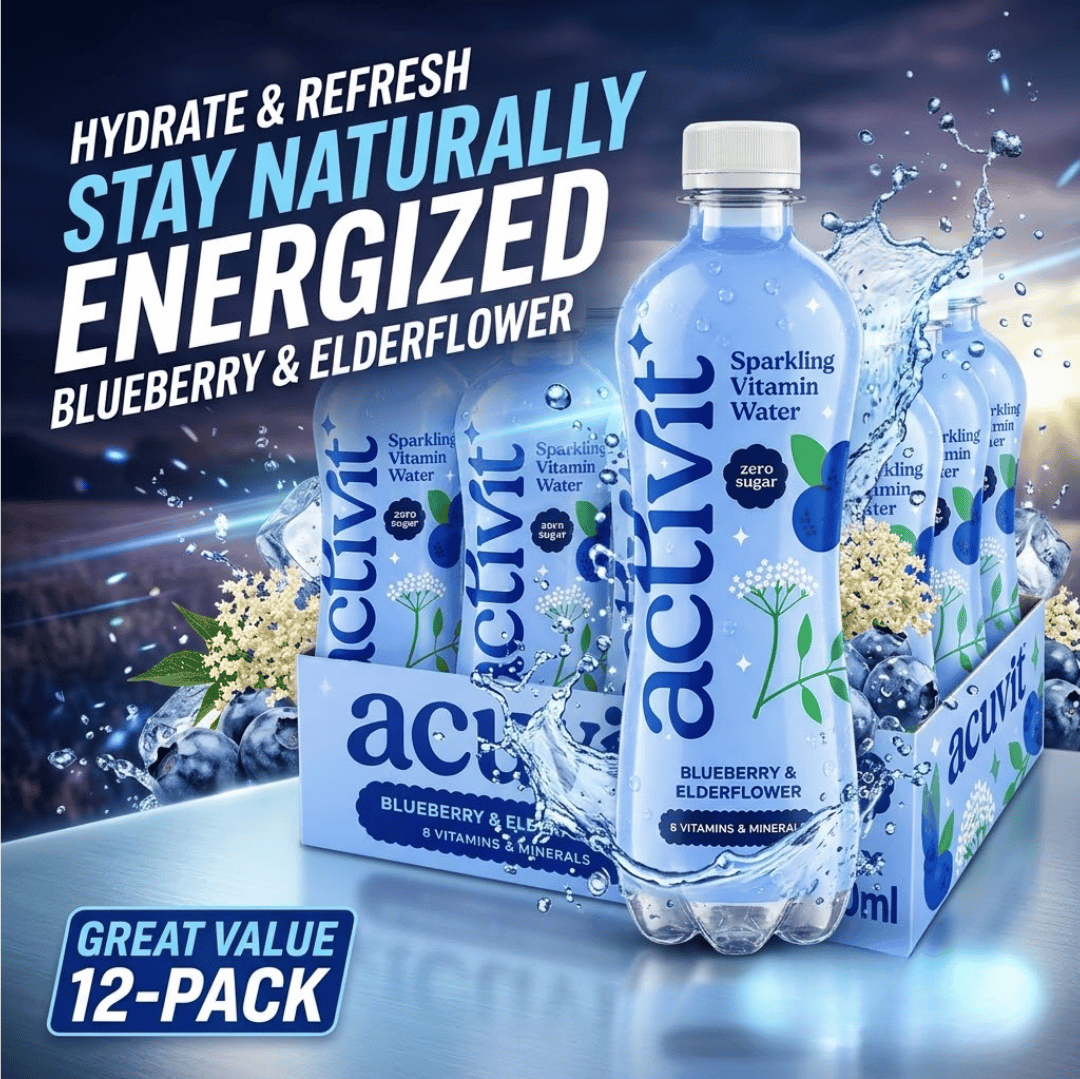 Activit Blueberry & Elderflower Sparkling Vitamin Water Zero Sugar 500ml Pack of 12