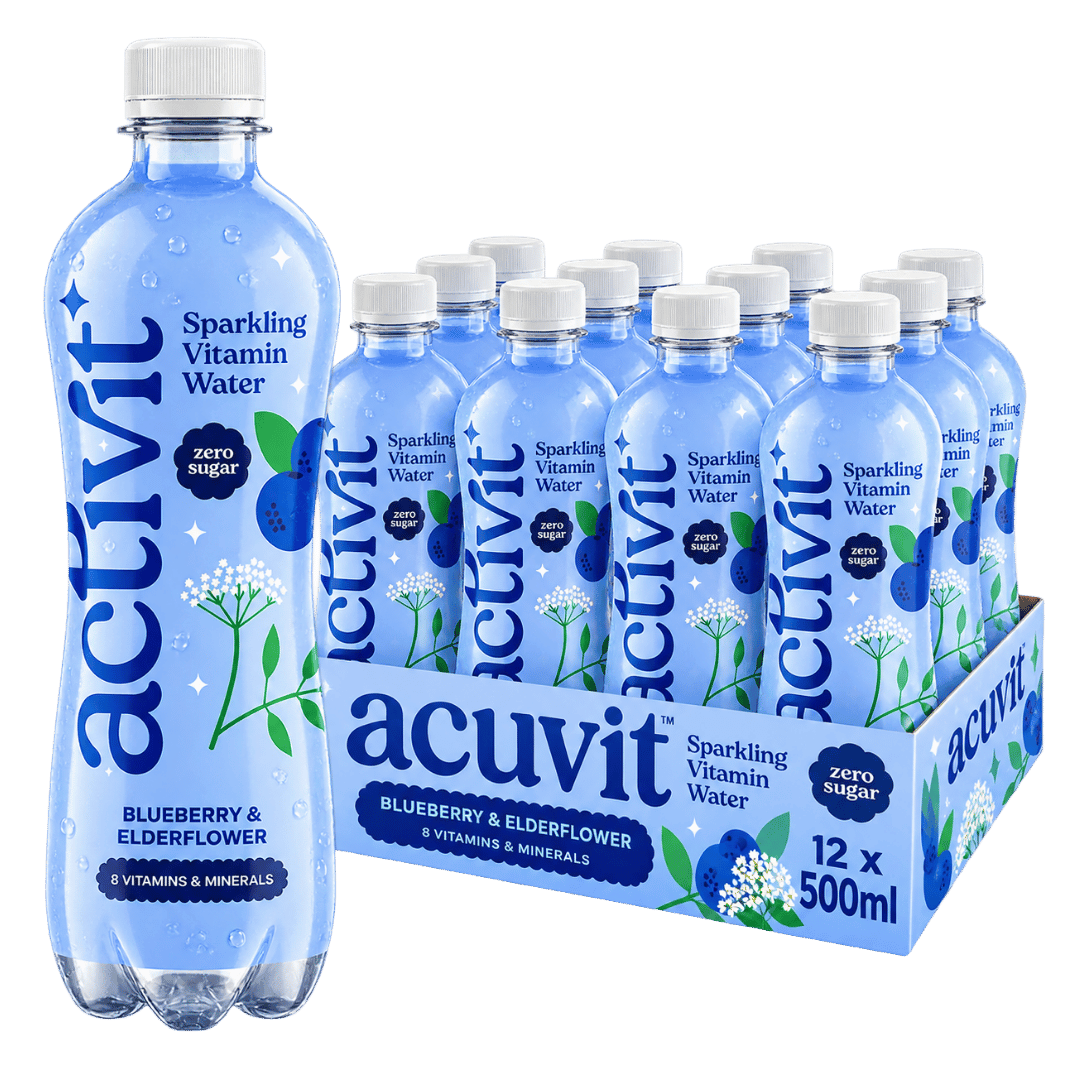 Activit Blueberry & Elderflower Sparkling Vitamin Water Zero Sugar 500ml Pack of 12