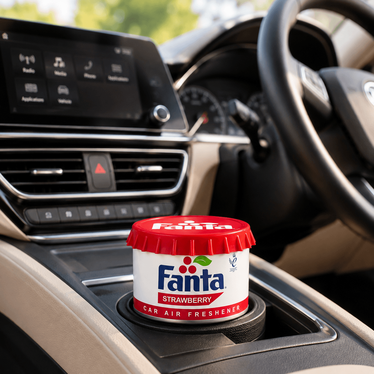 Airpure Fanta Strawberry Iconic Cap Scented Car Air Freshener
