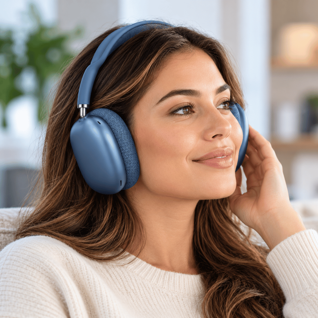 Max Wireless Headphones With Smart Case- Blue