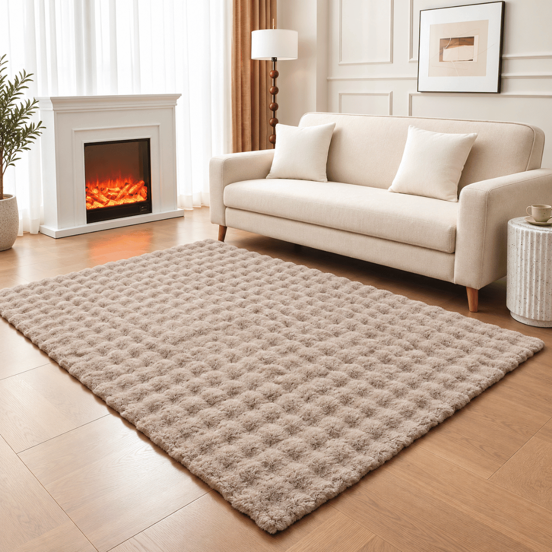 Gaveno Cavailia Bubble Faux Rabbit Fur Rug 120x160 Natural
