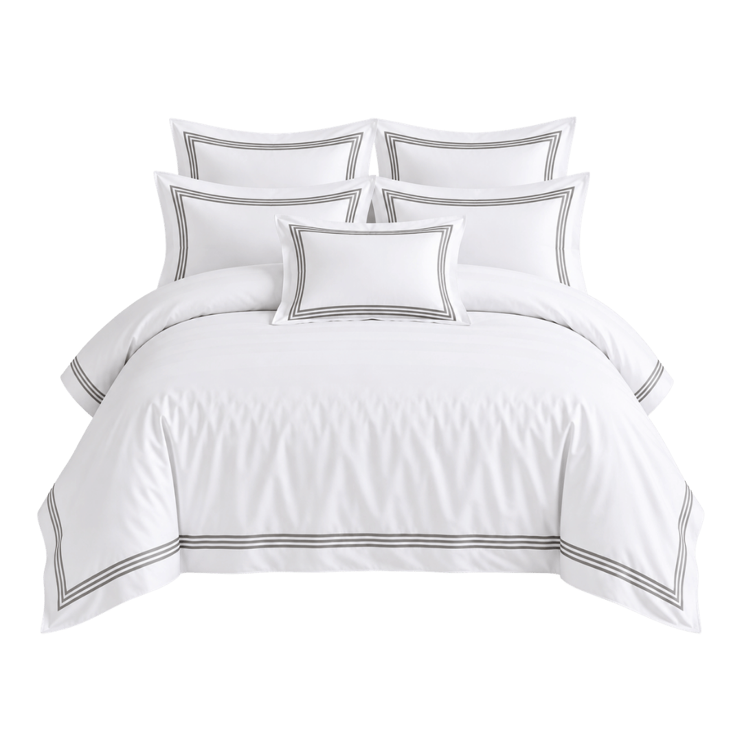 Devore Double Duvet Cover Set White Grey