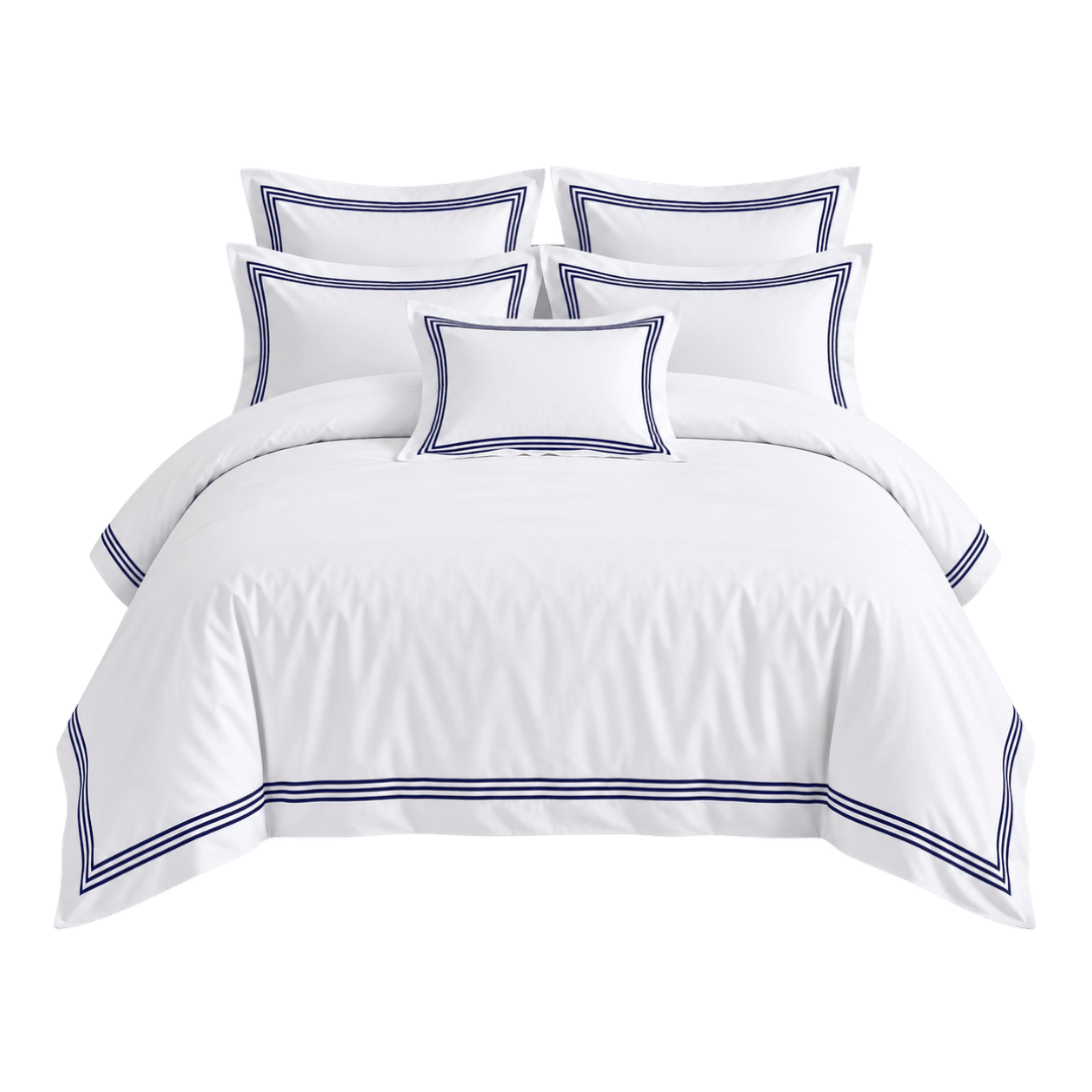 Devore Double Duvet Cover Set White Navy