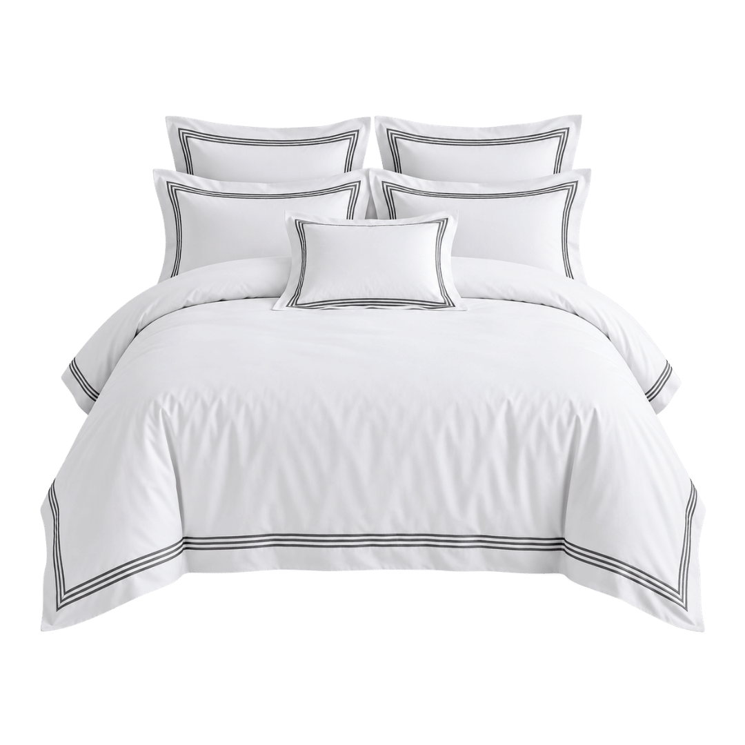 Devore King Size Duvet Cover Set White Charcoal