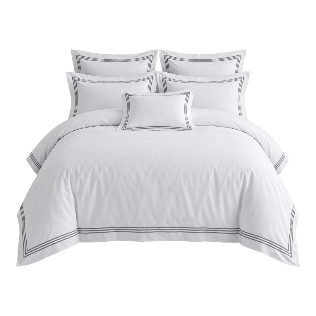 Devore King Size Duvet Cover Set White Grey