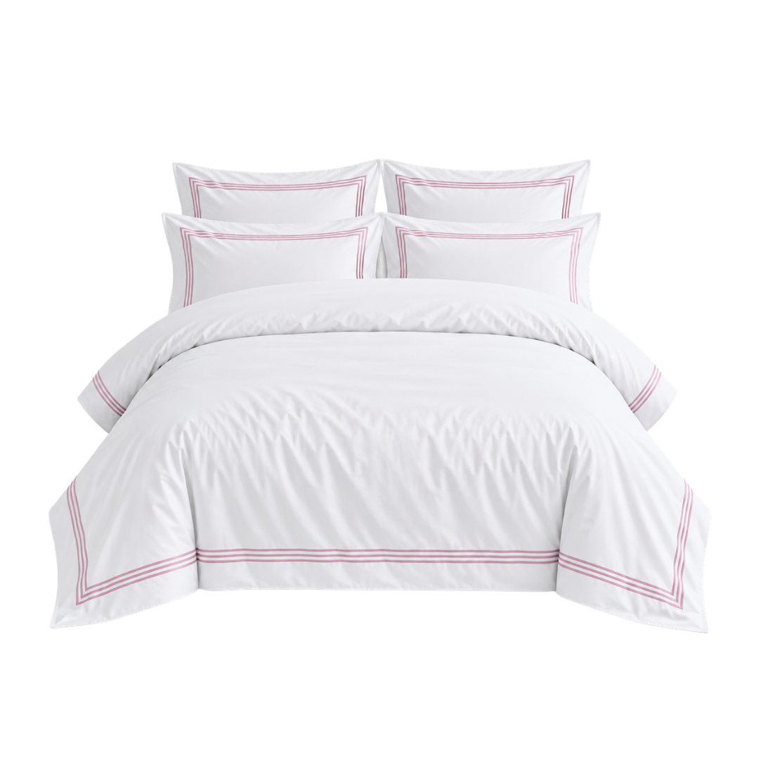 Devore King Duvet Cover Set White & Pink