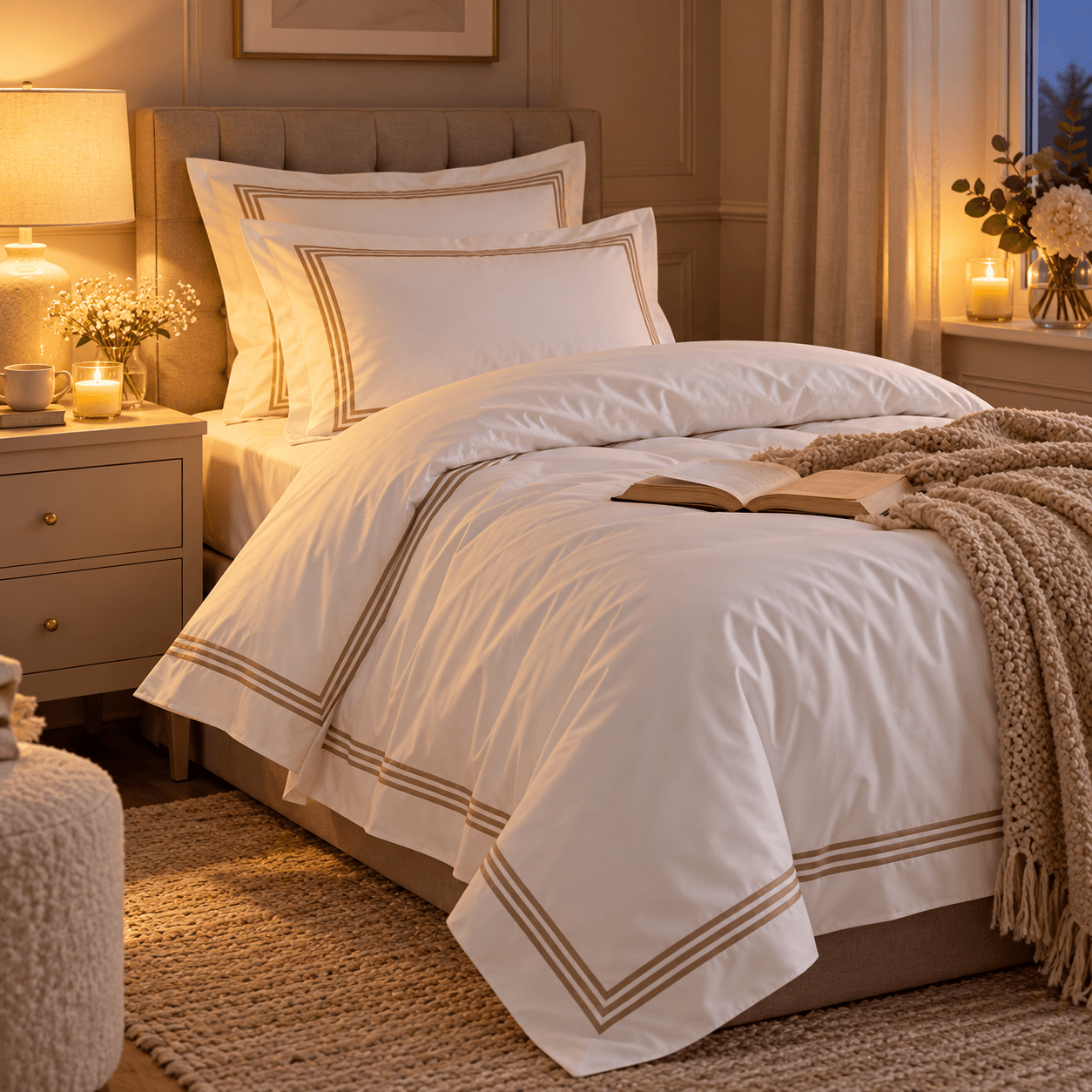 Devore Single Duvet Cover Set White Latte