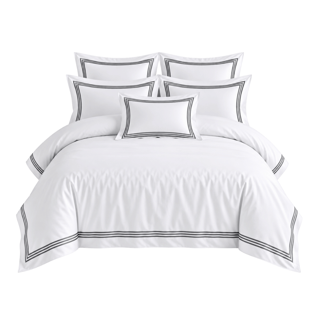 Devore Double Duvet Cover Set White Charcoal
