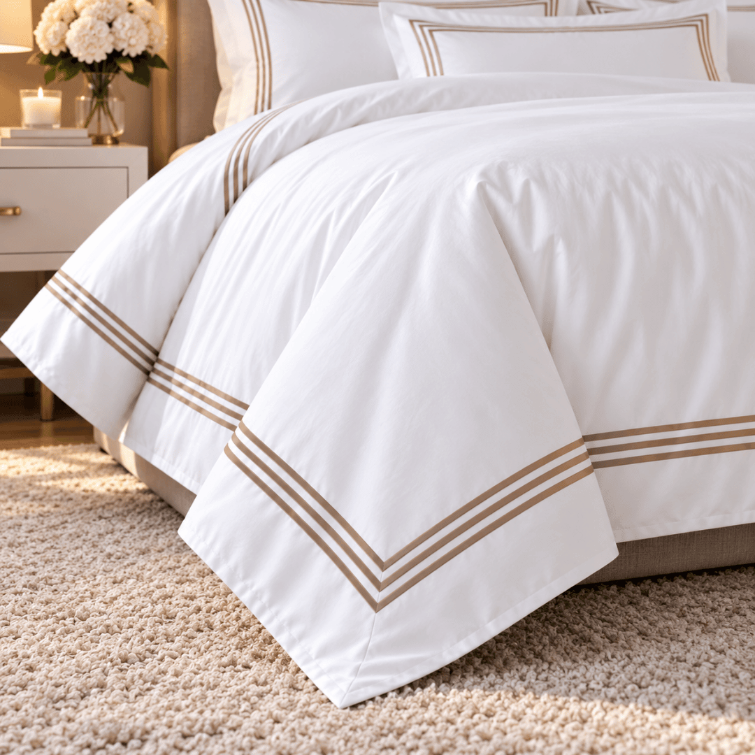 Devore Double Duvet Cover Set  White Latte
