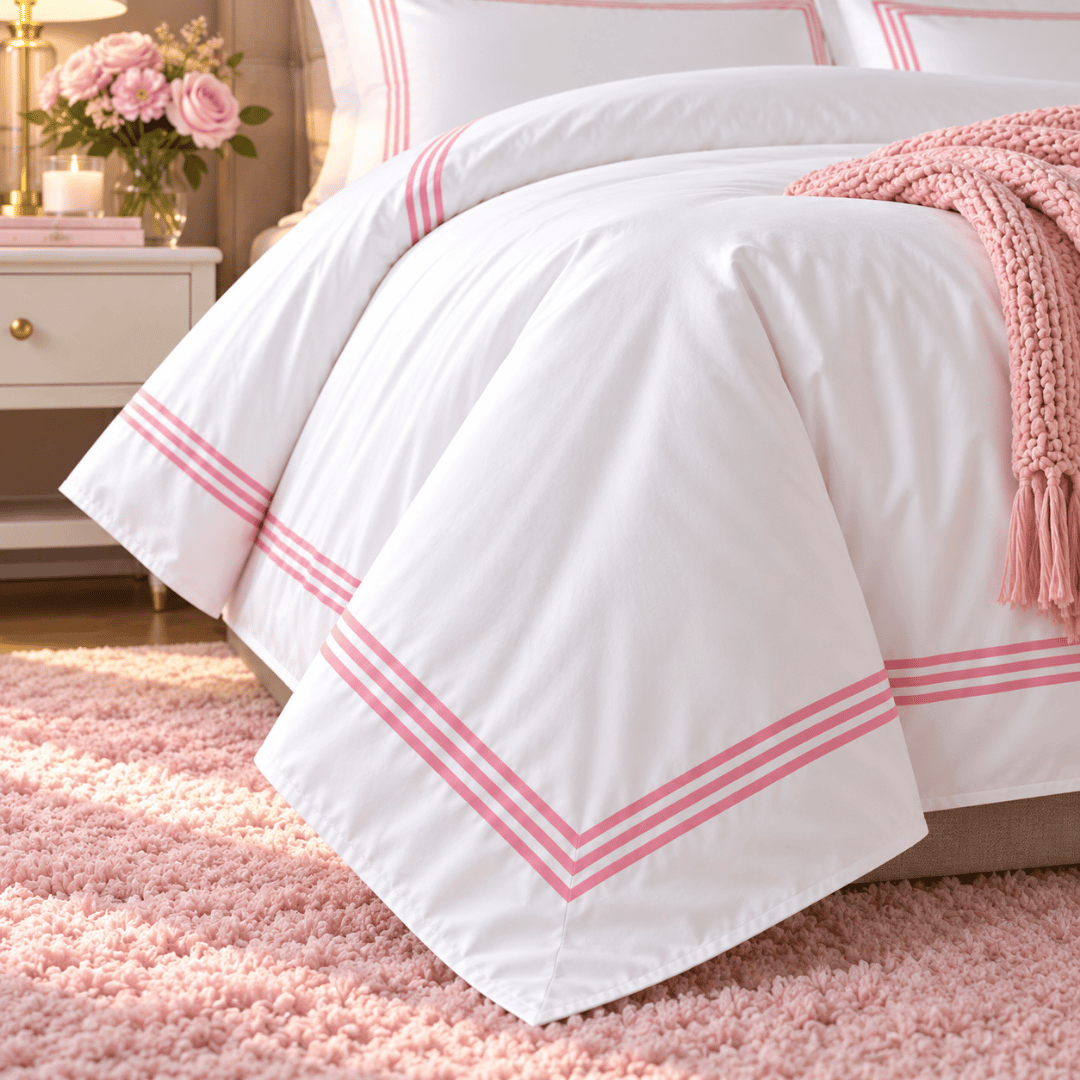 Devore Single Duvet Cover Set White & Pink