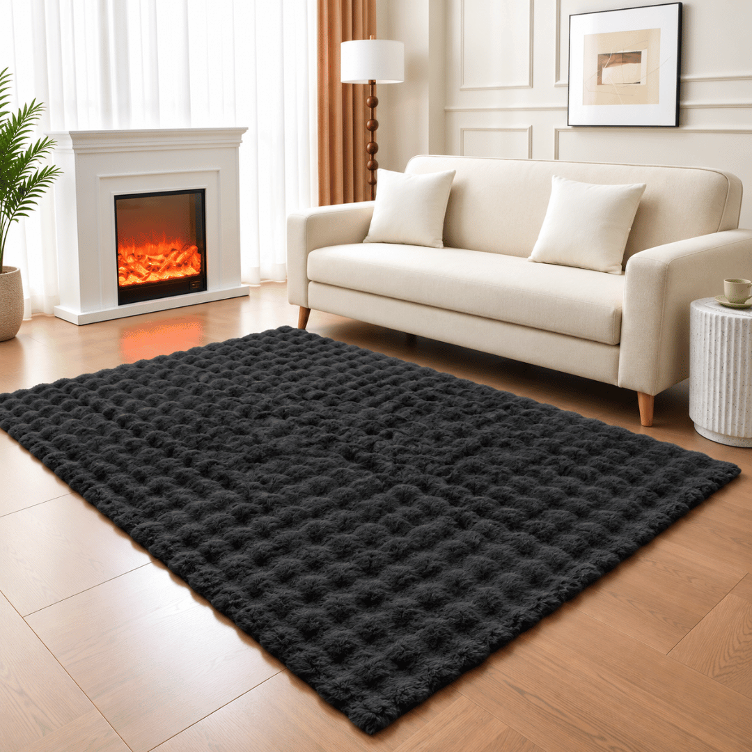 Gaveno Cavailia Bubble Rabbit Fur Rug 120x160 Charcoal