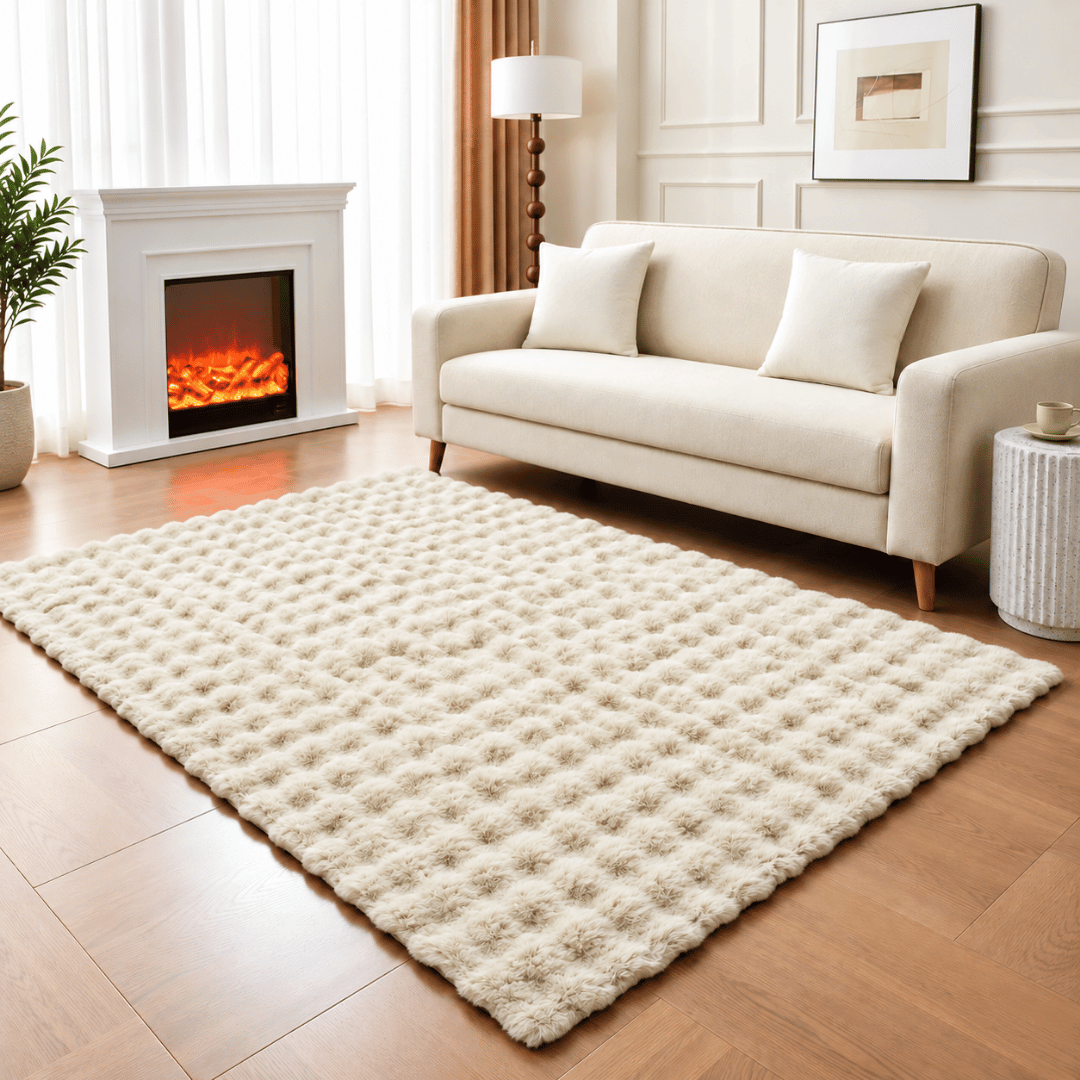 Gaveno Cavailia Bubble Faux Rabbit Fur Rug 120x160 Cream