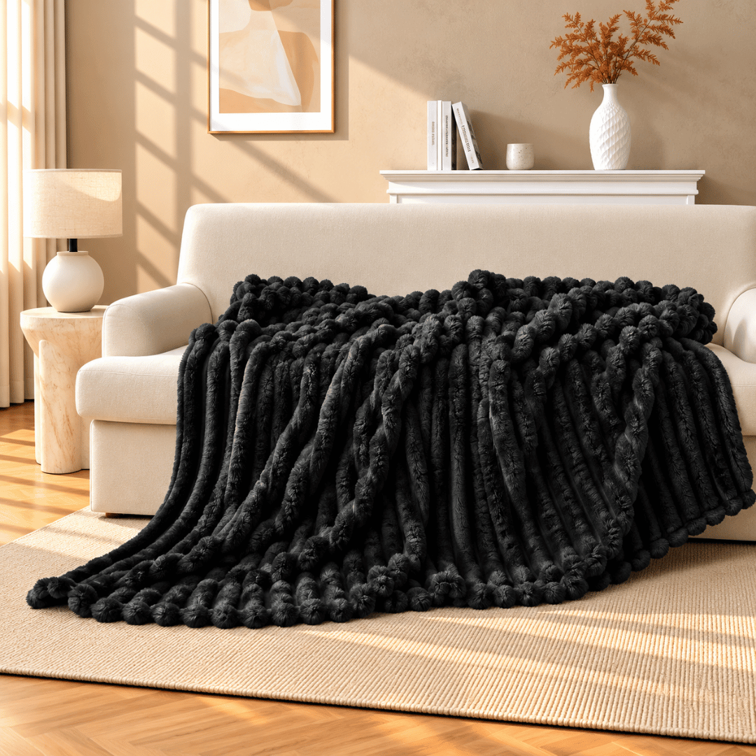 Gaveno Cavailia Supreme Ribbed Throw 150x200 Black