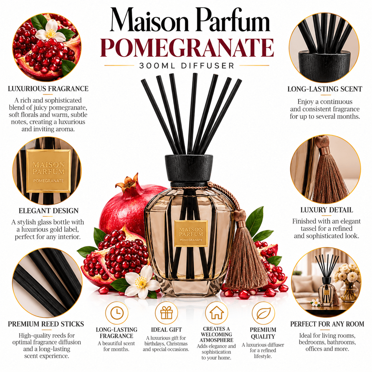 Maison Parfum Pomegranate 300ml Diffuser