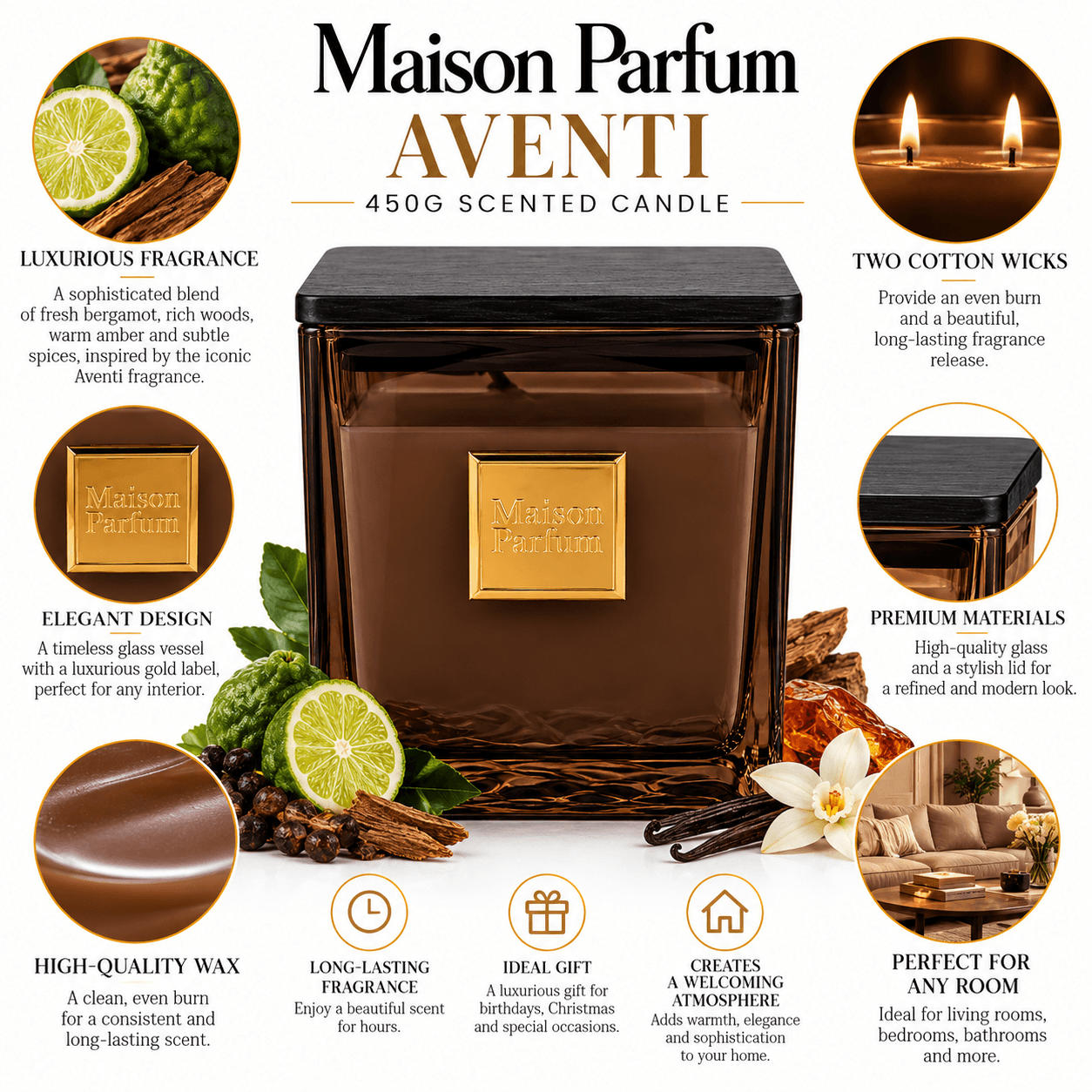 Maison Parfum Aventi 450g Candle