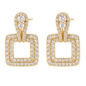 Micro Pavé Square Gold Plated Crystal Earrings Gold