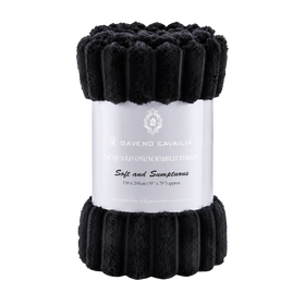 Osum Ribbed Throw – Black 150 × 200 cm