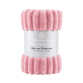 Osum Ribbed Throw – Blush Pink 150 × 200 cm