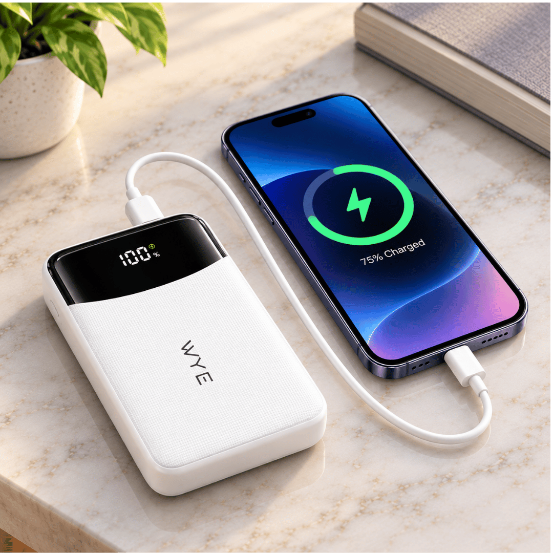 10K Power Bank With Built-in Cables PB68 - White