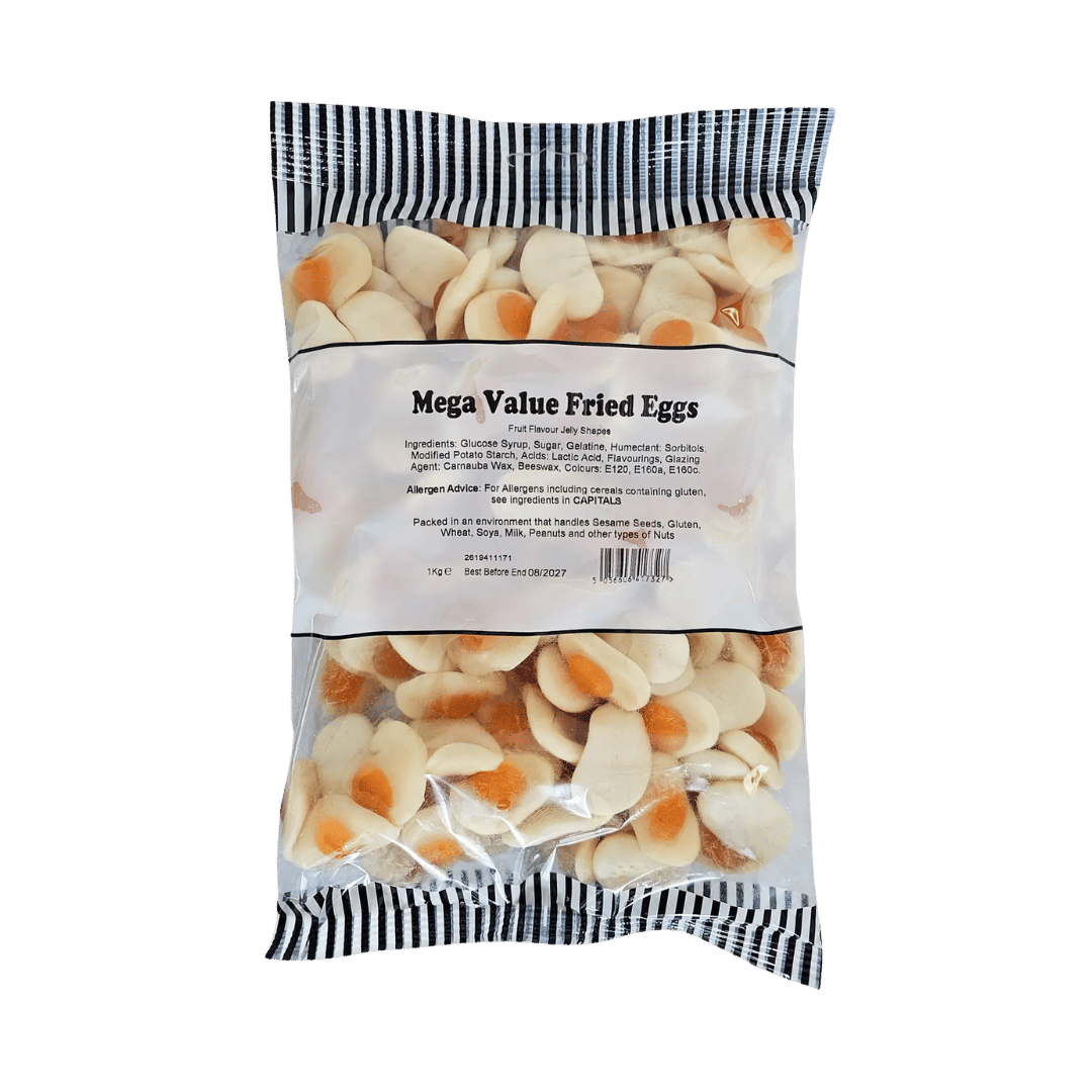 Mega Value Fried Eggs  Soft & Chewy Jelly Sweets 1kg