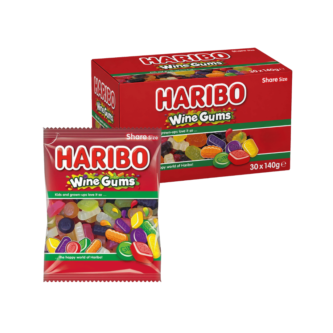 Haribo Wine Gums Classic Fruity Chewy Gummy Sweets 30 x 140g