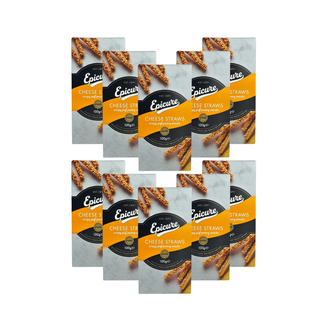Epicure Cheese Straws Crispy Puff Pastry Snacks 10 x 100g