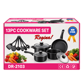 Regina 13-Piece Non-Stick Cookware Set with Kitchen Utensils