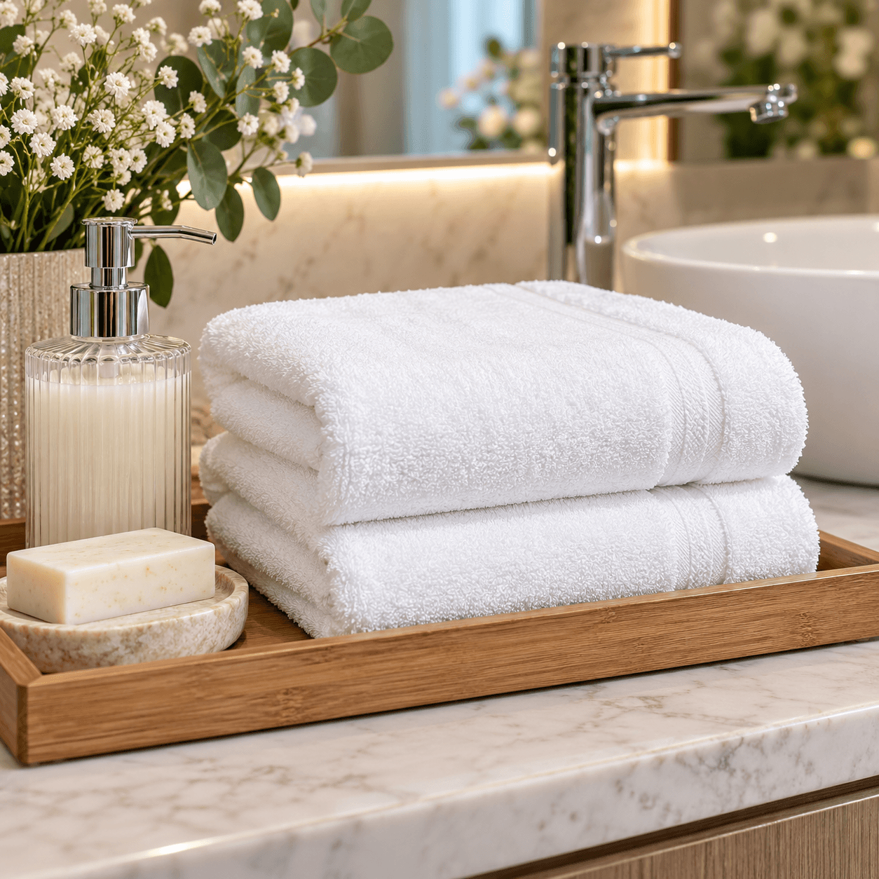 The Hotel Collection 100% Cotton Hand Towels – White 2 Pack