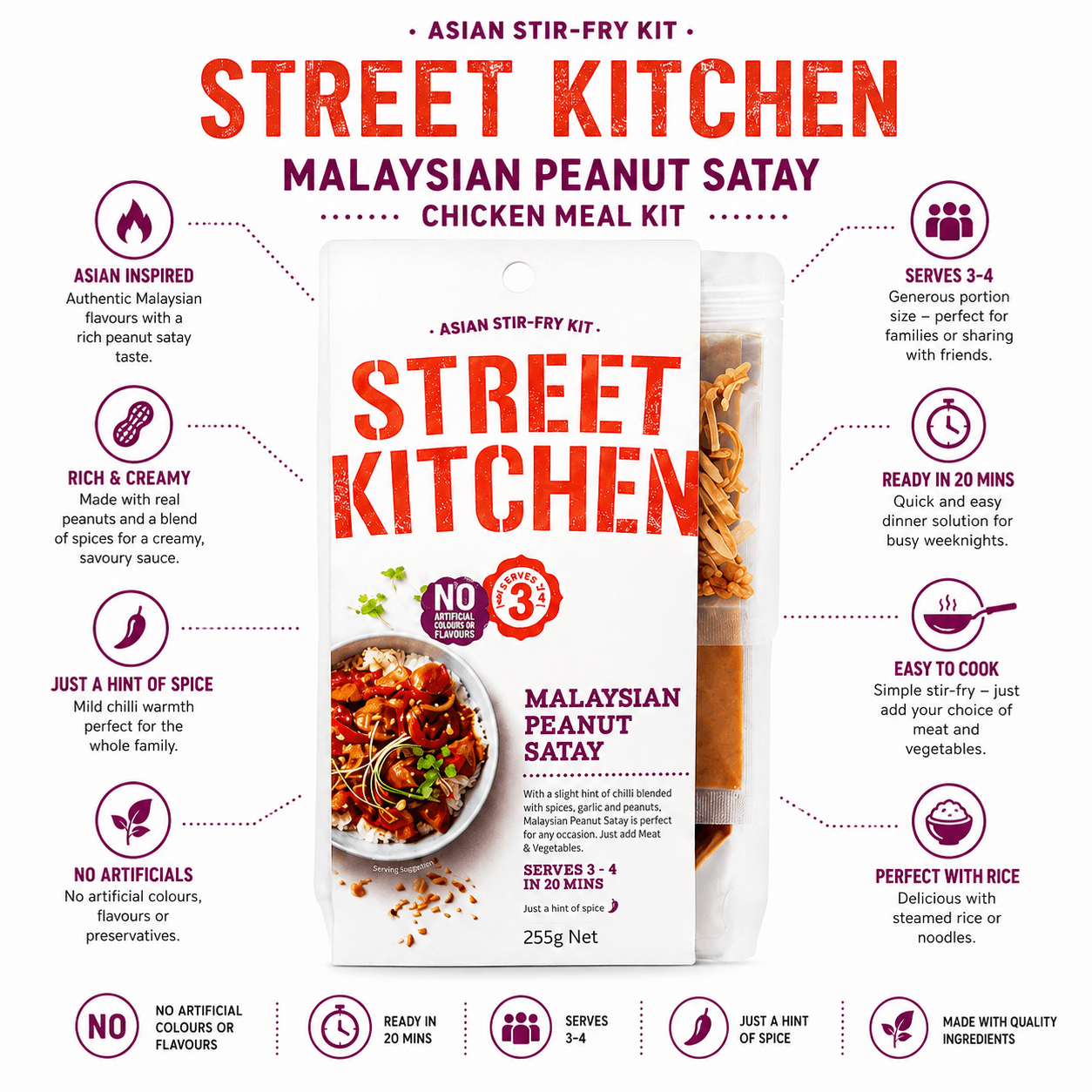 Street Kitchen Malaysian Satay Chicken Meal Kit 4 x 255g
