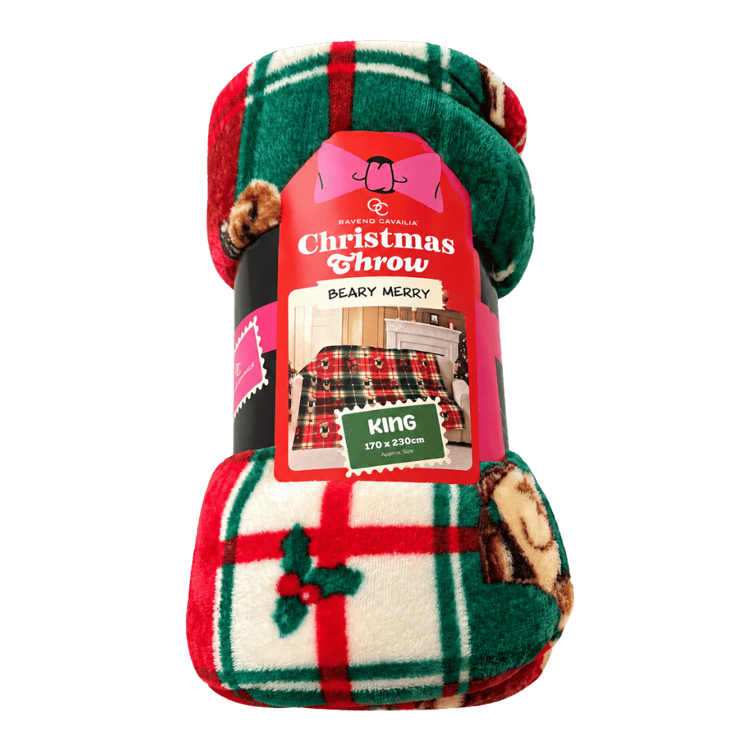 Gaveno Cavailia Beary Merry Christmas Throw Red Green 170 x 230cm