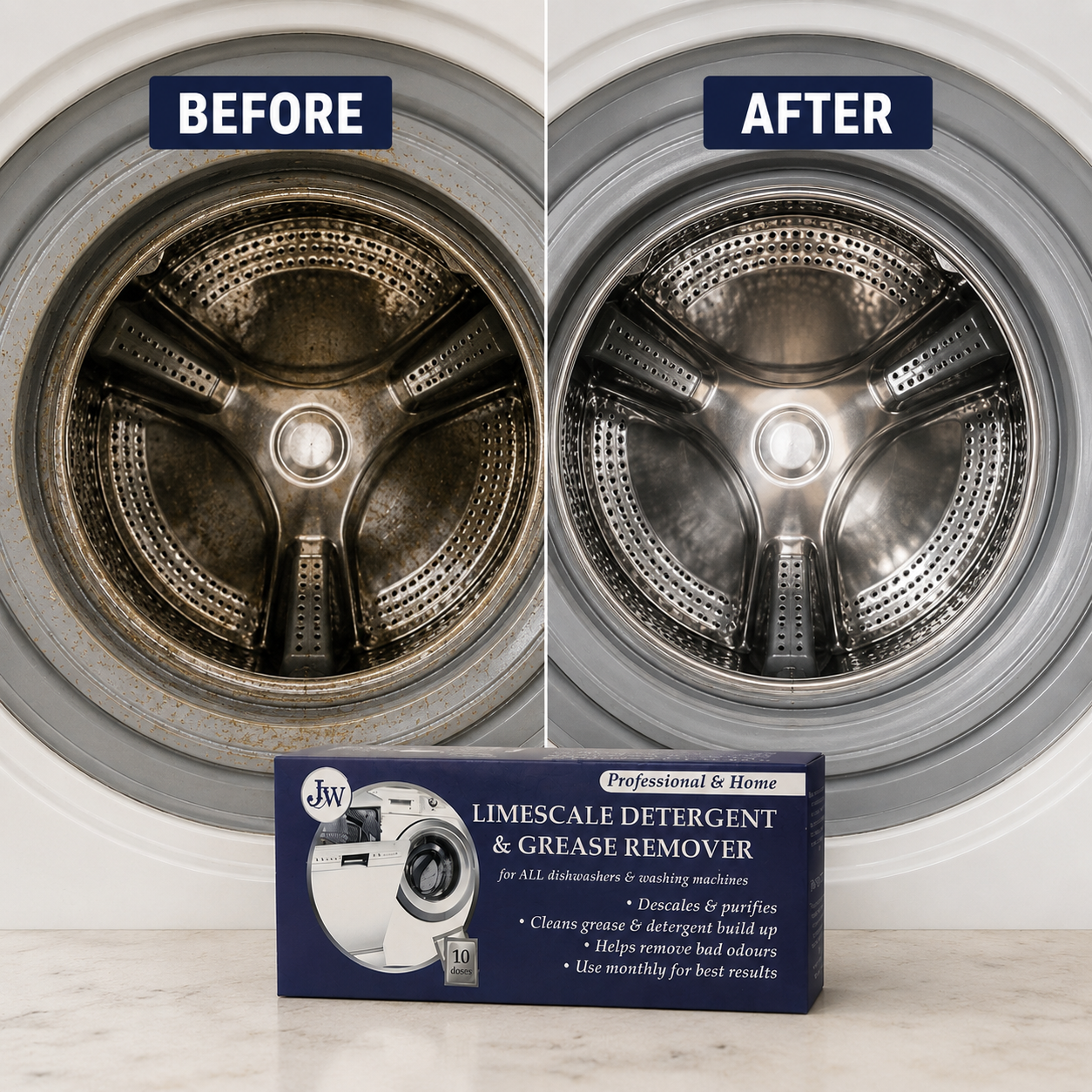 Limescale Detergent Descaler & Grease Remover for Dishwashers & Washing Machines