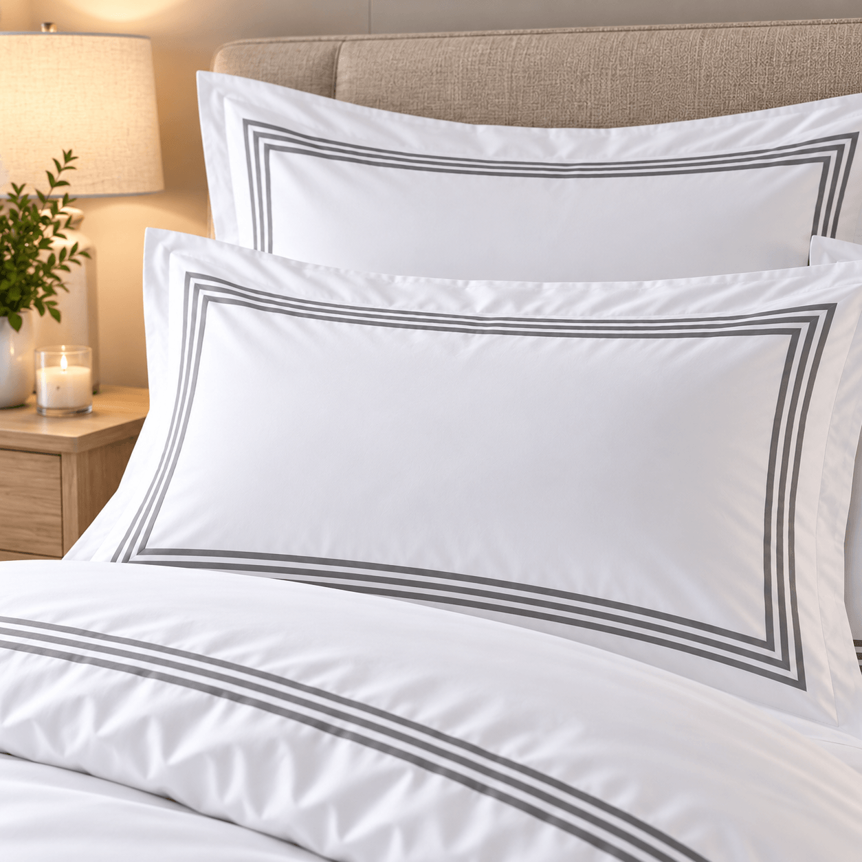 Devore White & Charcoal Border Single Duvet Cover Set
